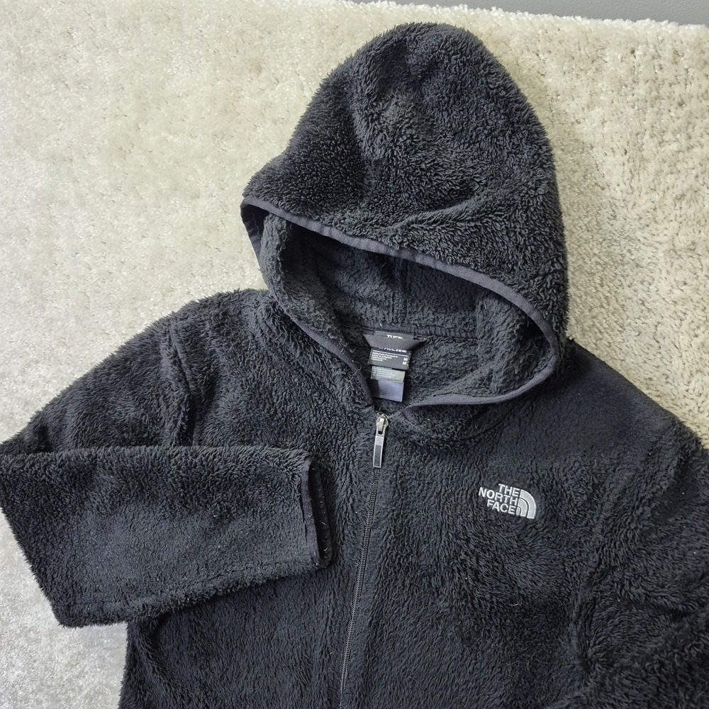 The North Face Oso Fleece Jacket Womens Medium Black Full Zip Hoodie Preppy Logo